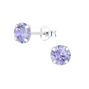 6mm Round Cubic Zirconia Silver Stud Earrings - 1338 6mm Round Cubic Zirconia Silver Stud Earrings - 1338