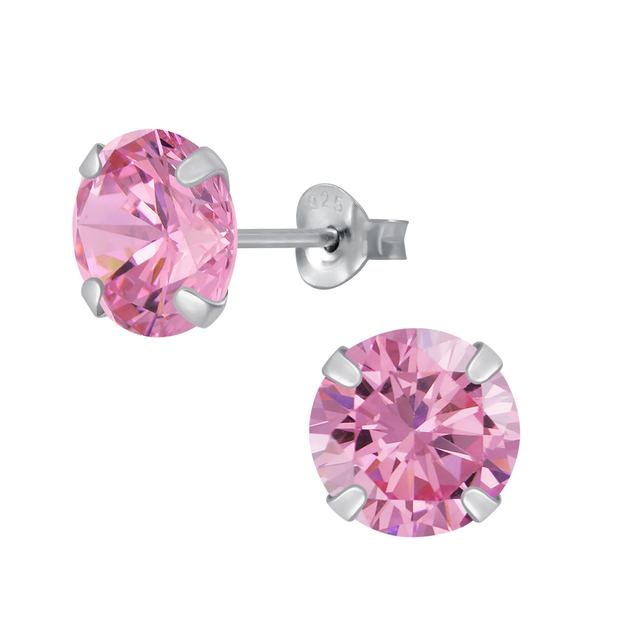 thumbnail image 2 of SilverSpeck 925 Sterling Silver 4mm Round Pink CZ Stud Earrings – Cubic Zirconia 2 of 5