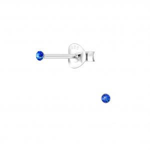 1.5mm Round Crystal Silver Stud Earrings - Wholesale - 1738