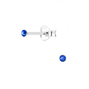 2mm Round Crystal Silver Stud Earrings - 1706 2mm Round Crystal Silver Stud Earrings - 1706