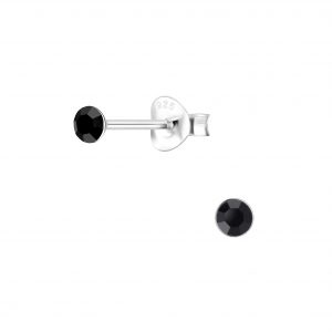3mm Round Crystal Silver Stud Earrings - 1708