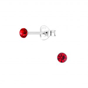 3mm Round Crystal Silver Stud Earrings - 1708 3mm Round Crystal Silver Stud Earrings - 1708