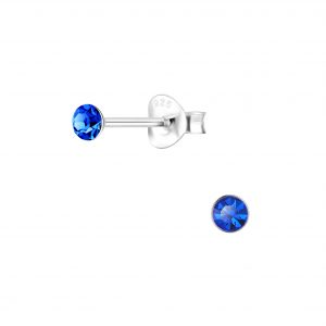 3mm Round Crystal Silver Stud Earrings - 1708 3mm Round Crystal Silver Stud Earrings - 1708