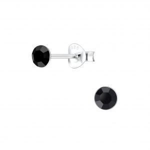 4mm Round Crystal Silver Stud Earrings - 1709 4mm Round Crystal Silver Stud Earrings - 1709