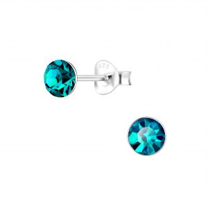 5mm Round Crystal Silver Stud Earrings - 1710