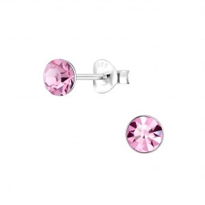 5mm Round Crystal Silver Stud Earrings - 1710 5mm Round Crystal Silver Stud Earrings - 1710
