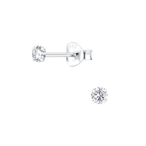 3mm Round Cubic Zirconia Silver Stud Earrings - 2019 3mm Round Cubic Zirconia Silver Stud Earrings - 2019