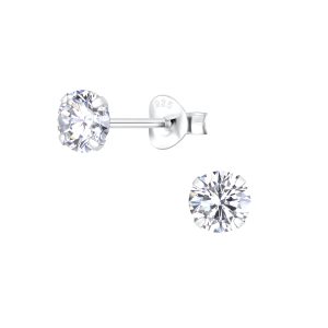 5mm Round Cubic Zirconia Silver Stud Earrings - 1974 5mm Round Cubic Zirconia Silver Stud Earrings - 1974