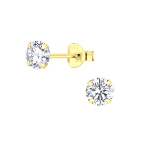 5mm Round Cubic Zirconia Silver Stud Earrings - 3166 5mm Round Cubic Zirconia Silver Stud Earrings - 3166