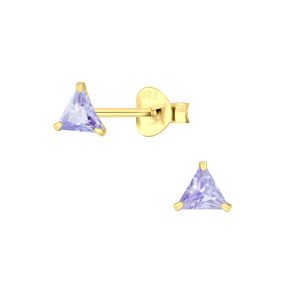 4mm Triangle Cubic Zirconia Stud Earrings - 3151
