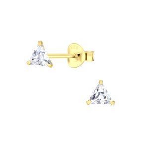 4mm Triangle Cubic Zirconia Stud Earrings - 3151
