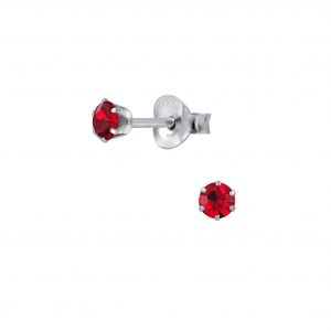 3mm Round Crystal Silver Stud Earrings - 1972 3mm Round Crystal Silver Stud Earrings - 1972