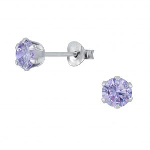 5mm Round Cubic Zirconia Silver Stud Earrings - Wholesale - 1977