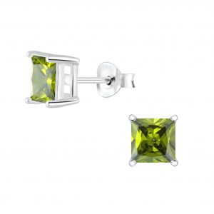 6mm Square Cubic Zirconia Silver Stud Earrings - Wholesale - 2055 6mm Square Cubic Zirconia Silver Stud Earrings - Wholesale - 2055