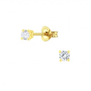 3mm Round Cubic Zirconia Silver Stud Earrings - 4714