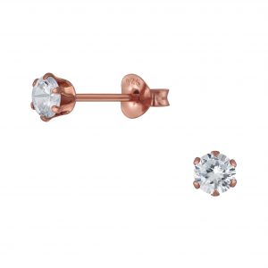 4mm Round Cubic Zirconia Silver Stud Earrings - 2860 4mm Round Cubic Zirconia Silver Stud Earrings - 2860