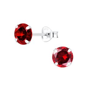 6mm Round Cubic Zirconia Silver Stud Earrings - 1338