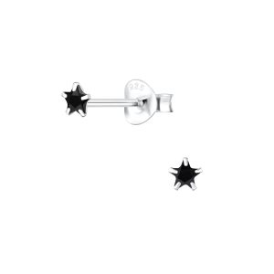 3mm Star Cubic Zirconia Silver Stud Earrings - 1347