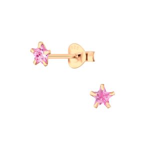 4mm Star Cubic Zirconia Silver Stud Earrings - 3197
