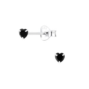 3mm Heart Cubic Zirconia Silver Stud Earrings - 1340 3mm Heart Cubic Zirconia Silver Stud Earrings - 1340