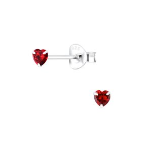 3mm Heart Cubic Zirconia Silver Stud Earrings - Wholesale - 1340
