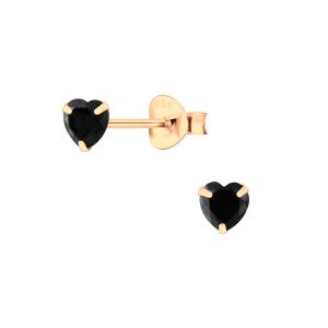 4mm Heart Cubic Zirconia Silver Stud Earrings - 3173