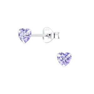 4mm Heart Cubic Zirconia Silver Stud Earrings - 1341 4mm Heart Cubic Zirconia Silver Stud Earrings - 1341