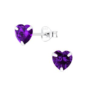 6mm Heart Cubic Zirconia Silver Stud Earrings - 1342 6mm Heart Cubic Zirconia Silver Stud Earrings - 1342