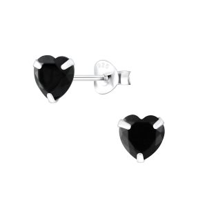 6mm Heart Cubic Zirconia Silver Stud Earrings - Wholesale - 1342