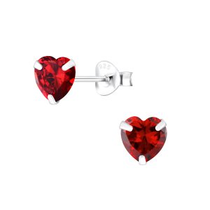 6mm Heart Cubic Zirconia Silver Stud Earrings - 1342
