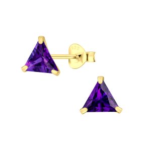 6mm Triangle Cubic Zirconia Stud Earrings - 3153 6mm Triangle Cubic Zirconia Stud Earrings - 3153