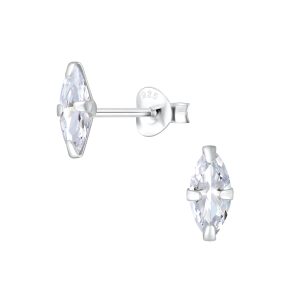 4x8mm Marquise Cubic Zirconia Silver Stud Earrings - 2015 4x8mm Marquise Cubic Zirconia Silver Stud Earrings - 2015