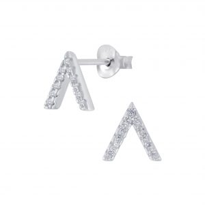 Silver Arrow Cubic Zirconia Stud Earrings - 3097