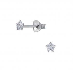 3mm Flower Cubic Zirconia Silver Stud Earrings - 1343 3mm Flower Cubic Zirconia Silver Stud Earrings - 1343