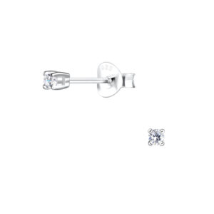 2mm Round Cubic Zirconia Silver Stud Earrings - 4778 2mm Round Cubic Zirconia Silver Stud Earrings - 4778