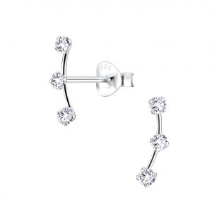 Silver Bar Cubic Zirconia Stud Earrings - 7568