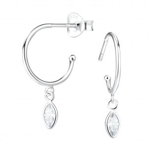 3X6mm Marquise Cubic Zirconia Silver Stud Earrings - 5551 3X6mm Marquise Cubic Zirconia Silver Stud Earrings - 5551
