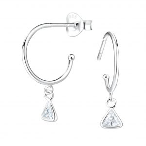 4mm Triangle Cubic Zirconia Silver Stud Earrings - 5552 4mm Triangle Cubic Zirconia Silver Stud Earrings - 5552
