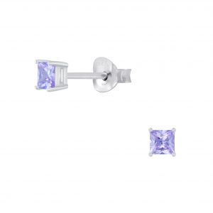 3mm Square Cubic Zirconia Silver Stud Earrings - 2052 3mm Square Cubic Zirconia Silver Stud Earrings - 2052