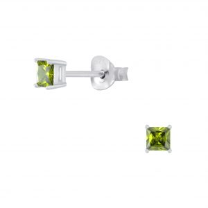 3mm Square Cubic Zirconia Silver Stud Earrings - Wholesale - 2052 3mm Square Cubic Zirconia Silver Stud Earrings - Wholesale - 2052