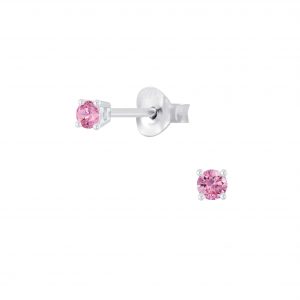 2mm Round Cubic Zirconia Silver Stud Earrings - 4778