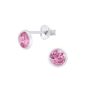 4mm Wrap Round Cubic Zirconia Silver Stud Earrings - 6475 4mm Wrap Round Cubic Zirconia Silver Stud Earrings - 6475