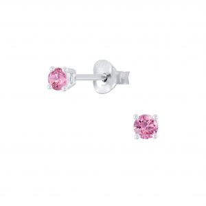 3mm Round Cubic Zirconia Silver Stud Earrings - 2048 3mm Round Cubic Zirconia Silver Stud Earrings - 2048