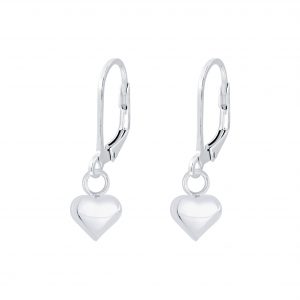 Silver Heart Lever Back Earrings - 6885