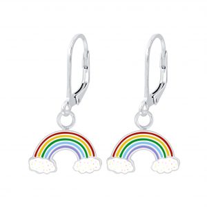 Silver Rainbow Lever Back Earrings - 6945