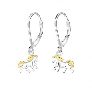 Silver Horse Lever Back Earrings - 7411