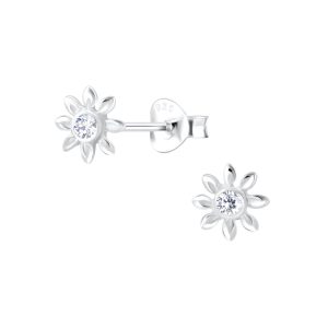 Silver Flower Stud Earrings - 7055 Silver Flower Stud Earrings - 7055