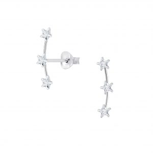 Cubic Zirconia Line Silver Stud Earrings - 8148 Cubic Zirconia Line Silver Stud Earrings - 8148