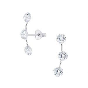Cubic Zirconia Line Silver Stud Earrings - 8150 Cubic Zirconia Line Silver Stud Earrings - 8150