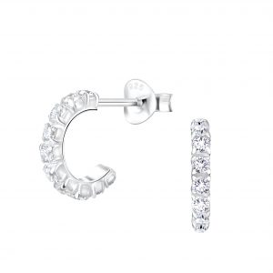 Silver Half Hoop Stud Earrings8336